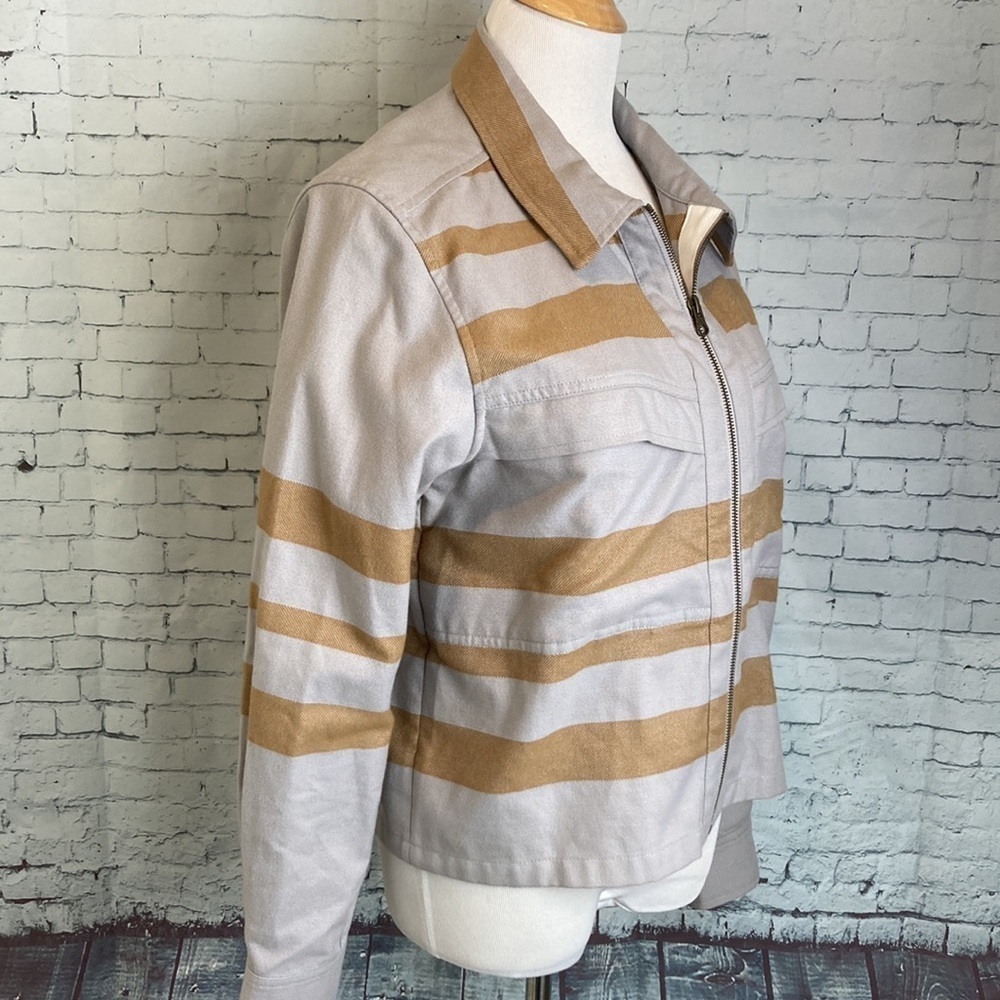 Billy Reid Jacket Coat Lightweight Striped Zip-up  Sz M Office Layer Workwear